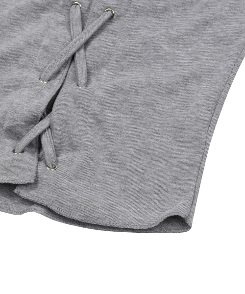 MUCENT（ムセント）の「ルケアイレットレースアップコルセットグルミ半袖Tシャツ（2カラー）（Tシャツ/カットソー・レディース・ライトグレー/ホワイト・FREE）」の6枚目の写真