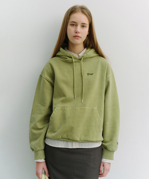 UNISEX garment dyed худи UDTS6A113 — оливково-зелёный