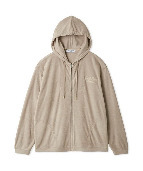 HOMME】【接触冷感】パイルワンポイントロゴ刺繍パーカ（ルームウェア