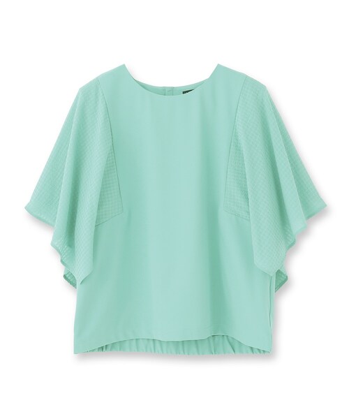 INDIVI(インディヴィ)の「【洗える/シアーチェック柄】異素材コンビスリーブトップス(Tシャツ/カットソー・レディース・ホワイト/ブラック/ブラウン系/グリーン系5・05/13/15 /38/19/34)」の5枚目の写真