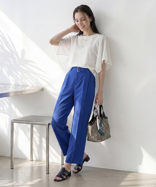 INDIVI(インディヴィ)の「【洗える/シアーチェック柄】異素材コンビスリーブトップス(Tシャツ/カットソー・レディース・ホワイト/ブラック/ブラウン系/グリーン系5・05/13/15 /38/19/34)」の7枚目の写真