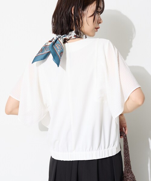 INDIVI(インディヴィ)の「【洗える/シアーチェック柄】異素材コンビスリーブトップス(Tシャツ/カットソー・レディース・ホワイト/ブラック/ブラウン系/グリーン系5・05/13/15 /38/19/34)」の9枚目の写真