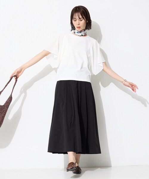 INDIVI(インディヴィ)の「【洗える/シアーチェック柄】異素材コンビスリーブトップス(Tシャツ/カットソー・レディース・ホワイト/ブラック/ブラウン系/グリーン系5・05/13/15 /38/19/34)」の12枚目の写真