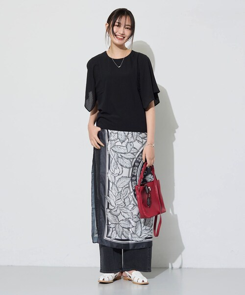 INDIVI(インディヴィ)の「【洗える/シアーチェック柄】異素材コンビスリーブトップス(Tシャツ/カットソー・レディース・ホワイト/ブラック/ブラウン系/グリーン系5・05/13/15 /38/19/34)」の15枚目の写真
