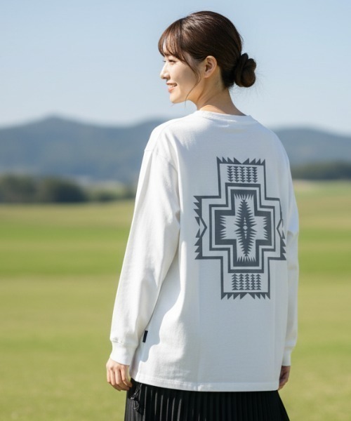 PENDLETON(ペンドルトン)の「【PENDLETON/ペンドルトン】PWM LS カリキュロMDJSY Tee/ドローコード付き吸汗速乾・軽量・ドライタッチ長袖ロンT(Tシャツ/カットソー・レディース・オフホワイト/カーキ/ブラック・MEDIUM)」の1枚目の写真