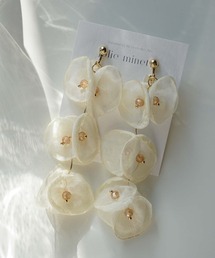 jolie minette/3連レース ふわふわ イヤリング