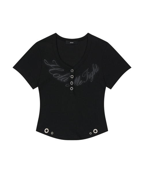 as you are(アズユーアー)の「ヘンリーブイネックホールドTシャツブラック(Tシャツ/カットソー・レディース・その他・OS)」の4枚目の写真