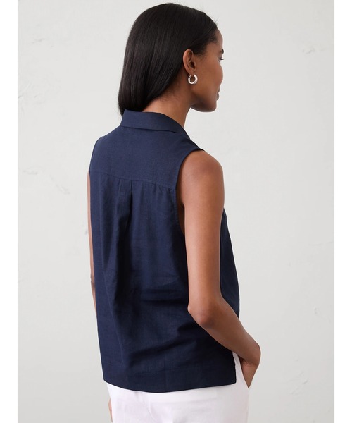 BANANA REPUBLIC FACTORY STORE(バナナリパブリック ファクトリーストア)の「BANANA REPUBLIC FACTORY STORE リネン ブレンド ポップオーバートップス(シャツ/ブラウス・レディース・ホワイト/ナチュラル/ネイビー・L/M/S/XS)」の5枚目の写真
