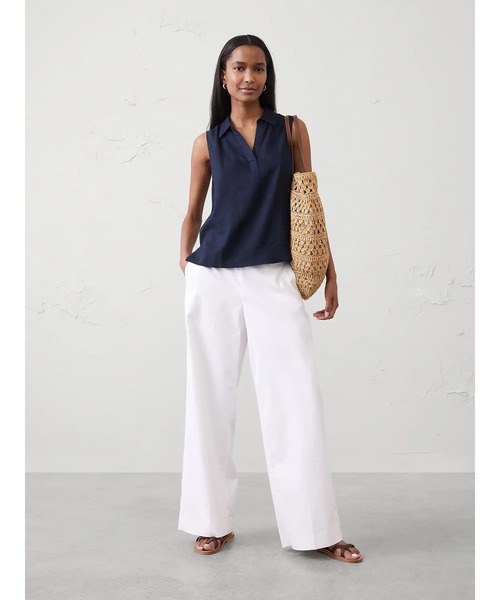 BANANA REPUBLIC FACTORY STORE(バナナリパブリック ファクトリーストア)の「BANANA REPUBLIC FACTORY STORE リネン ブレンド ポップオーバートップス(シャツ/ブラウス・レディース・ホワイト/ナチュラル/ネイビー・L/M/S/XS)」の6枚目の写真