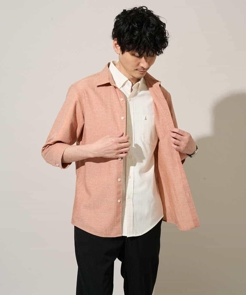 a.v.v(アーヴェヴェ)の「累計15,000枚販売!リネン混シャツ【接触冷感 / 速乾/ストレッチ / イージーケア / 洗濯機で洗える】(シャツ/ブラウス・メンズ・ネイビー/ブルー/オレンジ/ライラック/ピンク・44/50/48/46/52)」の9枚目の写真