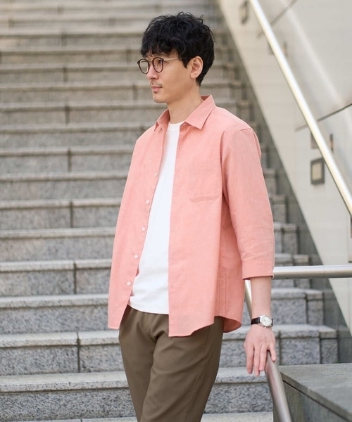 a.v.v(アーヴェヴェ)の「累計15,000枚販売!リネン混シャツ【接触冷感 / 速乾/ストレッチ / イージーケア / 洗濯機で洗える】(シャツ/ブラウス・メンズ・ネイビー/ブルー/オレンジ/ライラック/ピンク・44/50/48/46/52)」の12枚目の写真