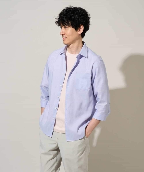 a.v.v(アーヴェヴェ)の「累計15,000枚販売!リネン混シャツ【接触冷感 / 速乾/ストレッチ / イージーケア / 洗濯機で洗える】(シャツ/ブラウス・メンズ・ネイビー/ブルー/オレンジ/ライラック/ピンク・44/50/48/46/52)」の15枚目の写真