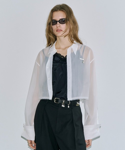 josemoonジョゼムーンSHEERMONOGRAM TOPS ❤︎ SHEER JOSEMOON SHORT SHIRTS/シアージョゼムーンショートシャツ