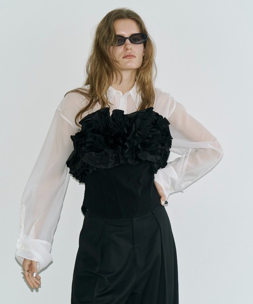 JOSE MOON(ジョゼムーン)の「SHEER JOSEMOON SHORT SHIRTS/シアージョゼムーンショートシャツ(シャツ/ブラウス・レディース・ホワイト/ピンク/ブラック/サックスブルー・FREE)」の22枚目の写真