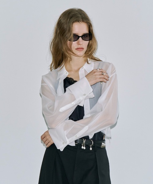 JOSE MOON(ジョゼムーン)の「SHEER JOSEMOON SHORT SHIRTS/シアージョゼムーンショートシャツ(シャツ/ブラウス・レディース・ホワイト/ピンク/ブラック/サックスブルー・FREE)」の15枚目の写真