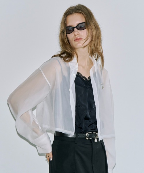JOSE MOON(ジョゼムーン)の「SHEER JOSEMOON SHORT SHIRTS/シアージョゼムーンショートシャツ(シャツ/ブラウス・レディース・ホワイト/ピンク/ブラック/サックスブルー・FREE)」の16枚目の写真
