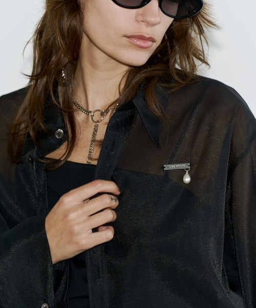 JOSE MOON(ジョゼムーン)の「SHEER JOSEMOON SHORT SHIRTS/シアージョゼムーンショートシャツ(シャツ/ブラウス・レディース・ホワイト/ピンク/ブラック/サックスブルー・FREE)」の10枚目の写真