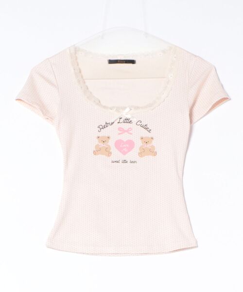 Ritzy(リッツィー)の「トッド柄ベアハートプリントパフスリーブトップス(Tシャツ/カットソー・レディース・アイボリー/ピンク・L/M/S)」の10枚目の写真