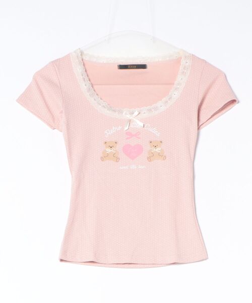 Ritzy(リッツィー)の「トッド柄ベアハートプリントパフスリーブトップス(Tシャツ/カットソー・レディース・アイボリー/ピンク・L/M/S)」の11枚目の写真