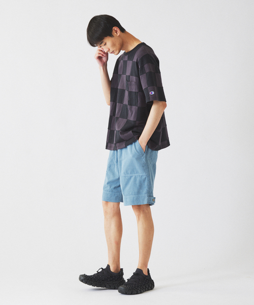 Champion(チャンピオン)の「CHAMPION / チャンピオン 別注 パッチワーク チェッカーフラッグ Tシャツ(Tシャツ/カットソー・メンズ・ブラック系その他/アーミー/ホワイト系その他/グリーン系その他・MEDIUM/LARGE)」の8枚目の写真