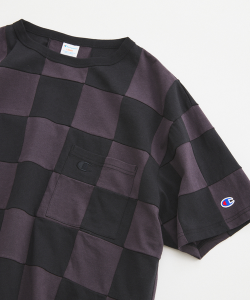 Champion(チャンピオン)の「CHAMPION / チャンピオン 別注 パッチワーク チェッカーフラッグ Tシャツ(Tシャツ/カットソー・メンズ・ブラック系その他/アーミー/ホワイト系その他/グリーン系その他・MEDIUM/LARGE)」の12枚目の写真