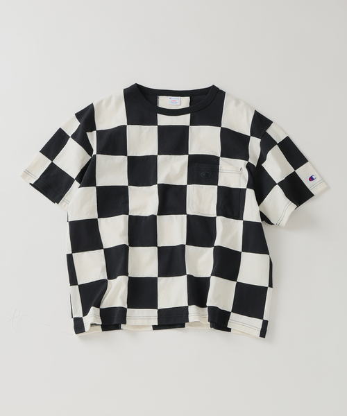 Champion(チャンピオン)の「CHAMPION / チャンピオン 別注 パッチワーク チェッカーフラッグ Tシャツ(Tシャツ/カットソー・メンズ・ブラック系その他/アーミー/ホワイト系その他/グリーン系その他・MEDIUM/LARGE)」の13枚目の写真