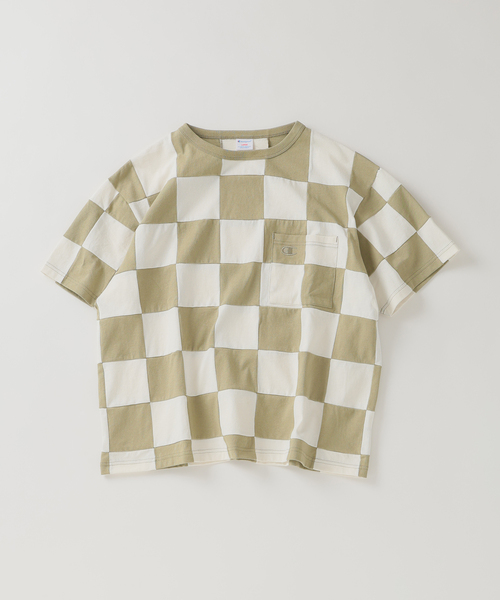 Champion(チャンピオン)の「CHAMPION / チャンピオン 別注 パッチワーク チェッカーフラッグ Tシャツ(Tシャツ/カットソー・メンズ・ブラック系その他/アーミー/ホワイト系その他/グリーン系その他・MEDIUM/LARGE)」の14枚目の写真