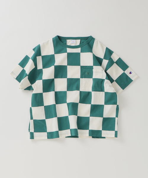 Champion(チャンピオン)の「CHAMPION / チャンピオン 別注 パッチワーク チェッカーフラッグ Tシャツ(Tシャツ/カットソー・メンズ・ブラック系その他/アーミー/ホワイト系その他/グリーン系その他・MEDIUM/LARGE)」の15枚目の写真