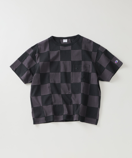 Champion(チャンピオン)の「CHAMPION / チャンピオン 別注 パッチワーク チェッカーフラッグ Tシャツ(Tシャツ/カットソー・メンズ・ブラック系その他/アーミー/ホワイト系その他/グリーン系その他・MEDIUM/LARGE)」の16枚目の写真