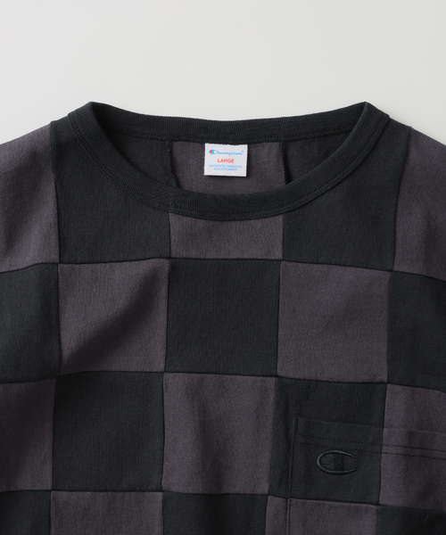 Champion(チャンピオン)の「CHAMPION / チャンピオン 別注 パッチワーク チェッカーフラッグ Tシャツ(Tシャツ/カットソー・メンズ・ブラック系その他/アーミー/ホワイト系その他/グリーン系その他・MEDIUM/LARGE)」の18枚目の写真