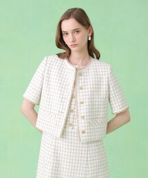 ANAYI | カラミツイードチェック ジャケット〈セットアップ対応商品〉(ノーカラージャケット)