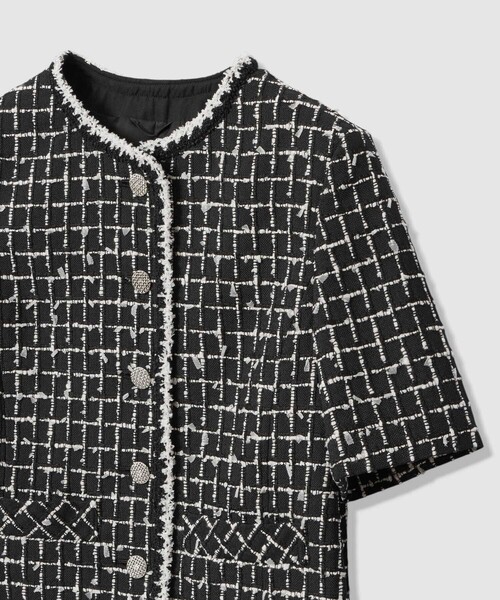 ANAYI（アナイ）の「カラミツイードチェック ジャケット〈セットアップ対応商品〉（ノーカラージャケット・レディース・ブラック/ホワイト・38）」の17枚目の写真