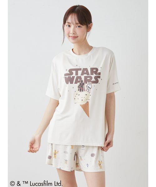 gelato pique(ジェラートピケ)の「【STAR WARS】【レディース】ワンポイントTシャツ(ルームウェア/パジャマ・レディース・クリーム/ミント・F)」の4枚目の写真