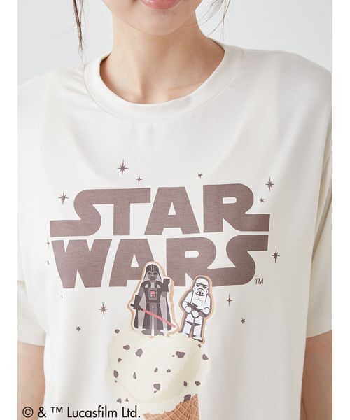 gelato pique(ジェラートピケ)の「【STAR WARS】【レディース】ワンポイントTシャツ(ルームウェア/パジャマ・レディース・クリーム/ミント・F)」の6枚目の写真