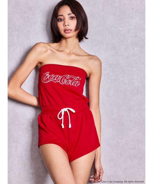 GYDA（ジェイダ）の「Coca-Cola GLITTER embroideryロンパース（つなぎ/オールインワン・レディース・オフホワイト/ブラック/レッド・FREE）」の16枚目の写真