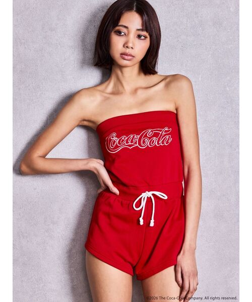GYDA（ジェイダ）の「Coca-Cola GLITTER embroideryロンパース（つなぎ/オールインワン・レディース・オフホワイト/ブラック/レッド・FREE）」の18枚目の写真