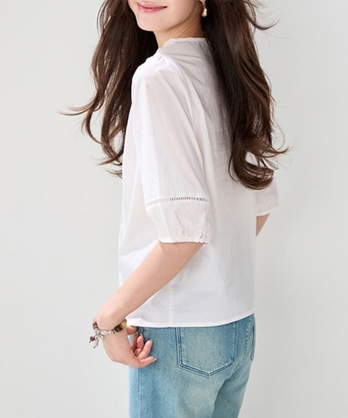 ONEP STAR(ワンピスター)の「Vネックレースデザインブラウス(シャツ/ブラウス・レディース・ホワイト・X-LARGE/LARGE/MEDIUM)」の9枚目の写真
