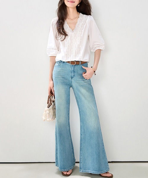 ONEP STAR(ワンピスター)の「Vネックレースデザインブラウス(シャツ/ブラウス・レディース・ホワイト・X-LARGE/LARGE/MEDIUM)」の10枚目の写真