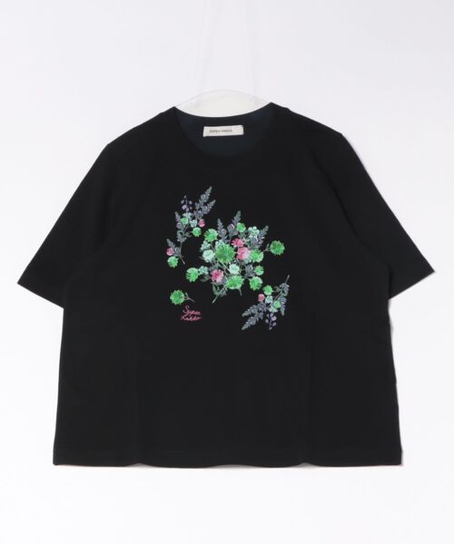 SUPER HAKKA（スーパーハッカ）の「30／－天竺パレット・ド・フルールプリントTシャツ（Tシャツ/カットソー・レディース・ブラック/オフホワイト/ブルー・FREE）」の2枚目の写真