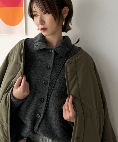 classicalelf(クラシカルエルフ)の「ゆったりもちっと主役級♪ボタンデザインラグランニットカーディガン(オーバーサイズ)(カーディガン/ボレロ・レディース・イエロー/ネイビー/チャコール/アイボリー・MEDIUM/LARGE/X-LARGE/SMALL)」の8枚目の写真