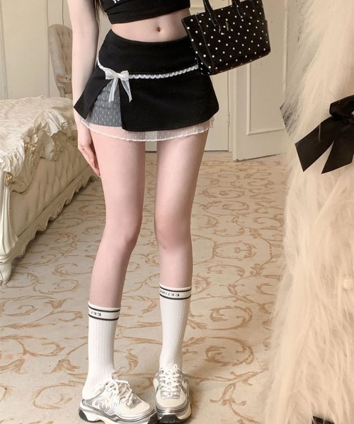 MAISON DE THERESE（メゾン ド テレーズ）の「インナーパンツ　レースリボン切替ミニスカート（スカート・レディース・GRAY/Black/White・M）」の22枚目の写真