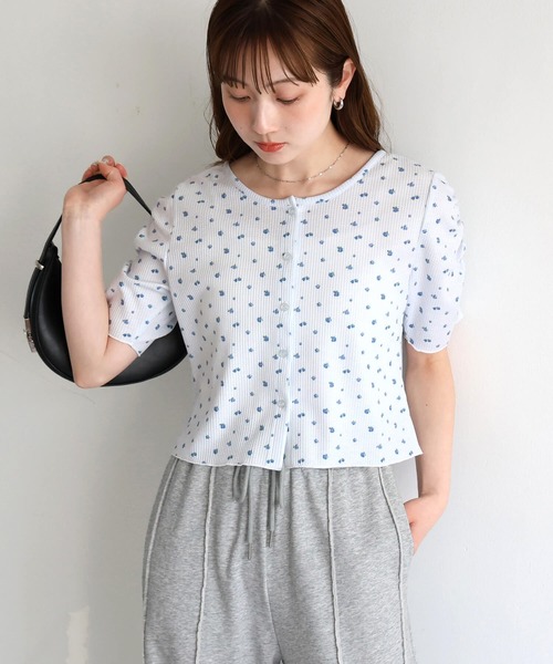 tiptop（ティップトップ）の「小花柄ワッフルカーディガン（カーディガン/ボレロ・レディース・オフホワイト/サックスブルー・FREE）」の9枚目の写真