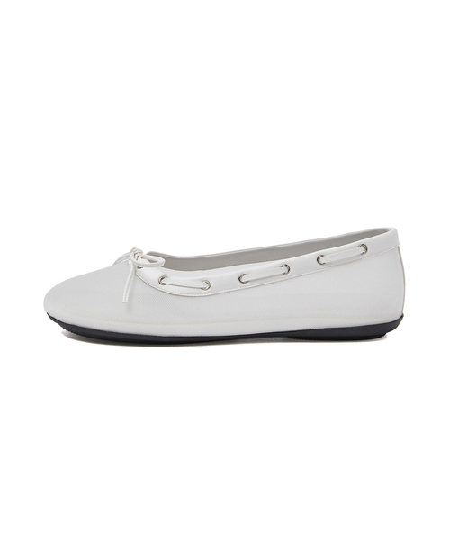 FOGGY MOODY(ポギムディ)の「Palm 0050. Boat Mesh Flats - 3colors(バレエシューズ・レディース・ホワイト/ライム/ブラック・22.5cm/23cm/23.5cm/24cm/24.5cm/25cm)」の1枚目の写真