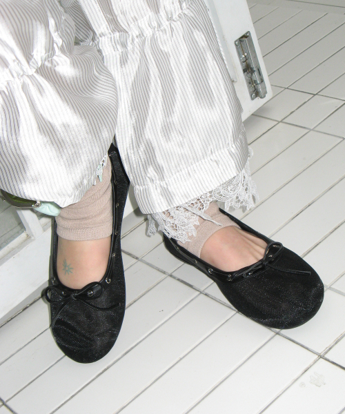 FOGGY MOODY(ポギムディ)の「Palm 0050. Boat Mesh Flats - 3colors(バレエシューズ・レディース・ホワイト/ライム/ブラック・22.5cm/23cm/23.5cm/24cm/24.5cm/25cm)」の9枚目の写真