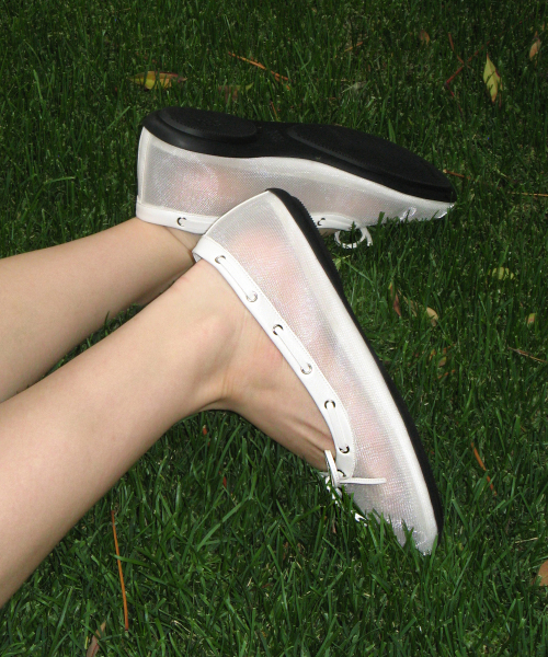 FOGGY MOODY(ポギムディ)の「Palm 0050. Boat Mesh Flats - 3colors(バレエシューズ・レディース・ホワイト/ライム/ブラック・22.5cm/23cm/23.5cm/24cm/24.5cm/25cm)」の10枚目の写真