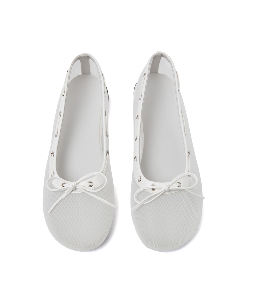 FOGGY MOODY(ポギムディ)の「Palm 0050. Boat Mesh Flats - 3colors(バレエシューズ・レディース・ホワイト/ライム/ブラック・22.5cm/23cm/23.5cm/24cm/24.5cm/25cm)」の12枚目の写真