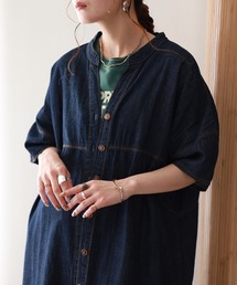 atONE（アットワン）の「ライトオンスデニムスキッパーネックシャツワンピース 半袖（ワンピース）」