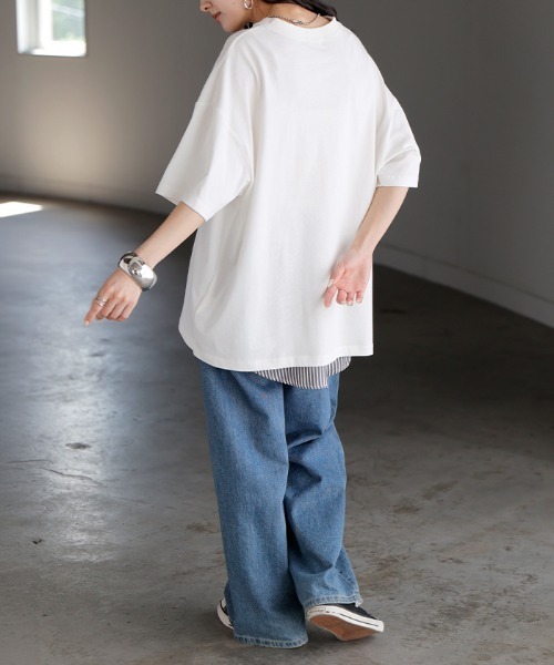 HUG.U(ハグユー)の「「アセナイン」 汗ジミ軽減 VネックボックスTシャツ(Tシャツ/カットソー・レディース・ブルー/オリーブ/ホワイト/ブラック/ライトグレー・FREE)」の19枚目の写真