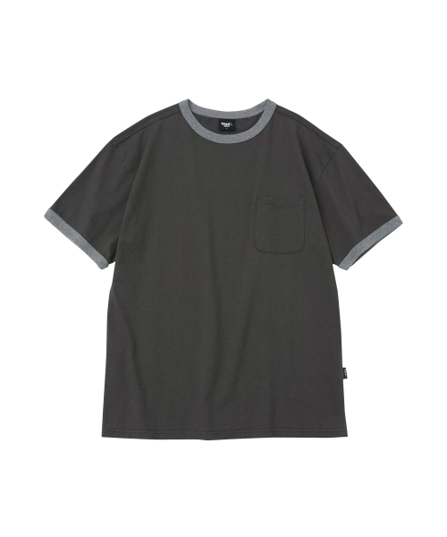 WMC（ダブリューエムシー）の「[クロップ] ミネラルウォッシングリンガーTシャツ_CHARCOAL GREY（Tシャツ/カットソー・メンズ・チャコールグレー・M/L/XL）」の2枚目の写真