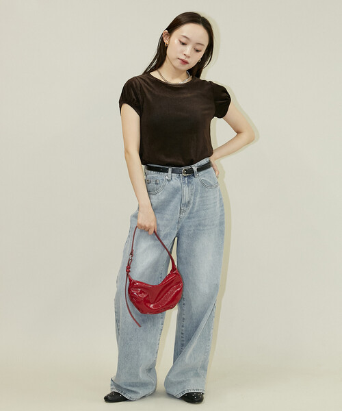 PUBLUX(パブリュクス)の「PUBLUX/パブリュクス パフスリーブ シアー フロッキー Tシャツ 限定展開(Tシャツ/カットソー・レディース・グレー/オフホワイト/ブラウン・フリ-)」の7枚目の写真